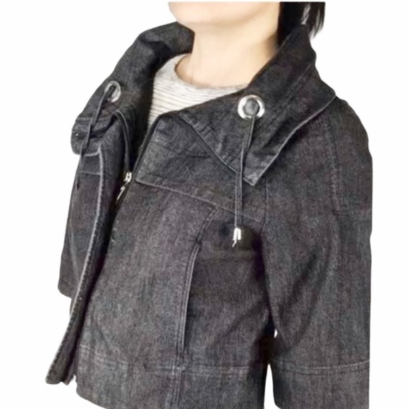 $198 Sandro  Linen Blend Metallic Cropped Swing Moto Jacket M - Picture 16 of 16